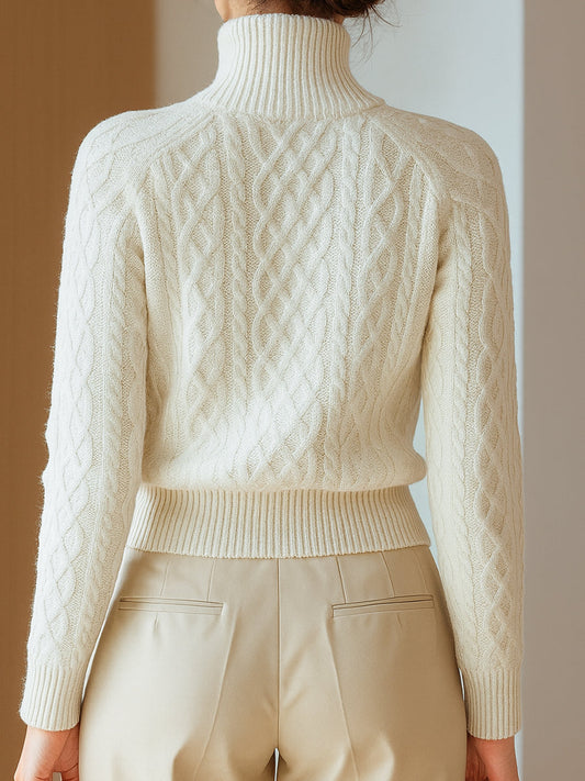 Women's Cable Knit Zip Cardigan