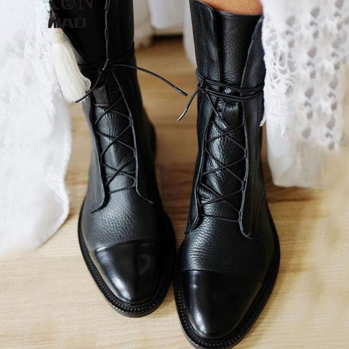 Women's Cap Toe Leather Boots