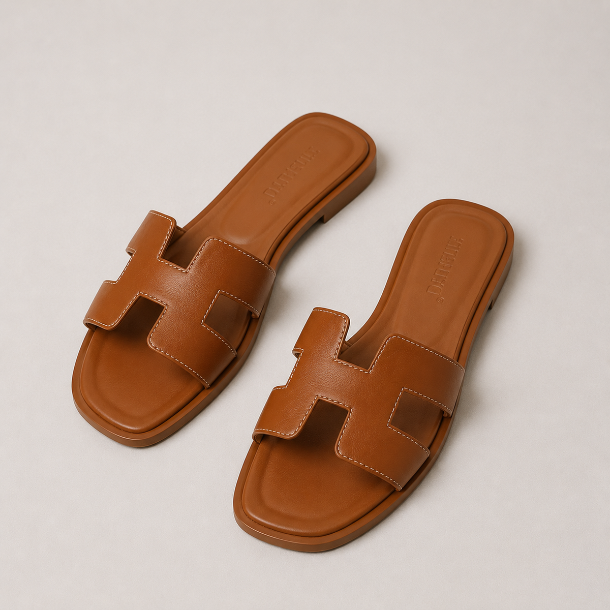 Women's Leather H-Strap Slide Sandals
