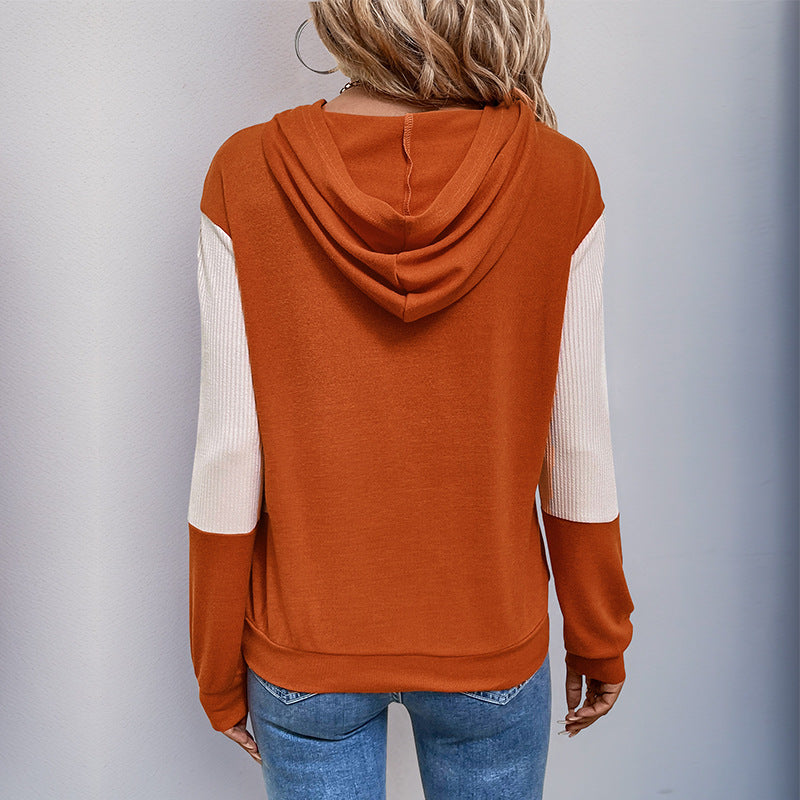 Women's Colour Block V-Neck Hoodie