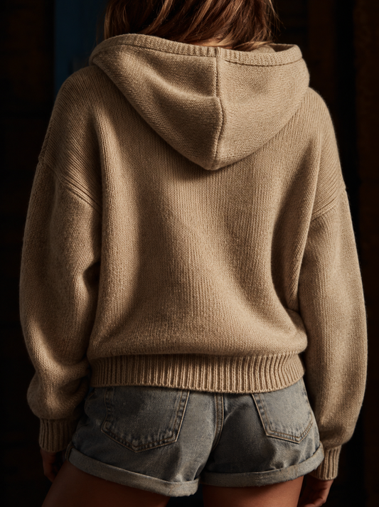 Women's Embroidered Hooded Knit Sweater