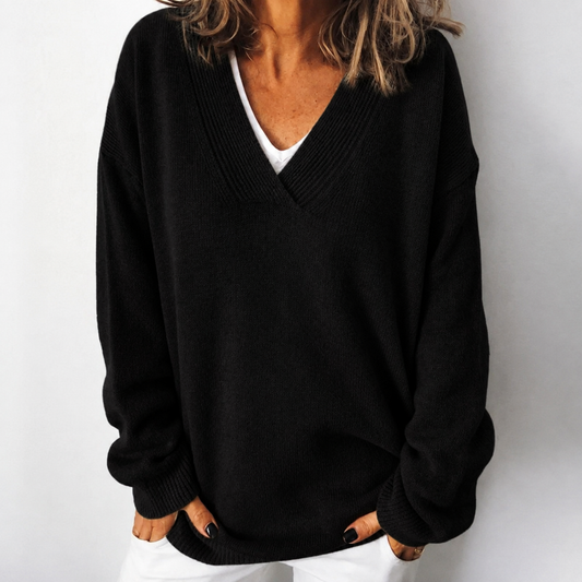 Women's Relaxed Deep V-Neck Sweater