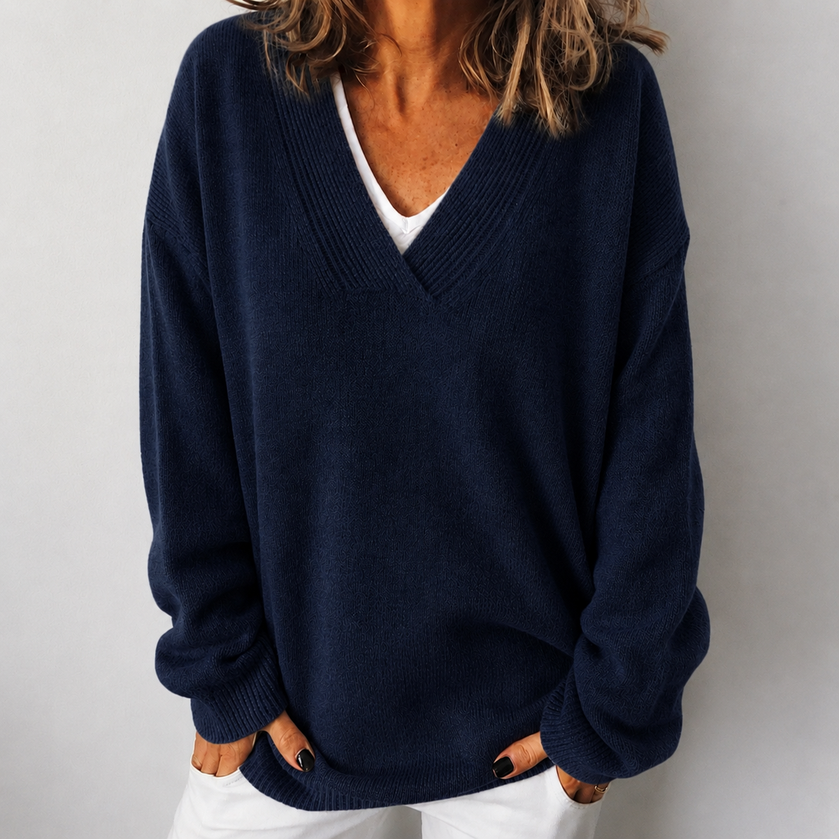 Women's Relaxed Deep V-Neck Sweater
