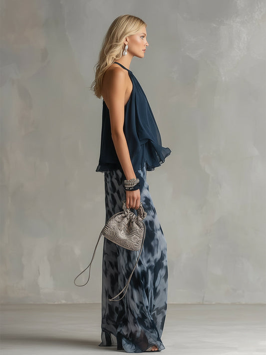 Women's Halter Ruffle Trouser Set