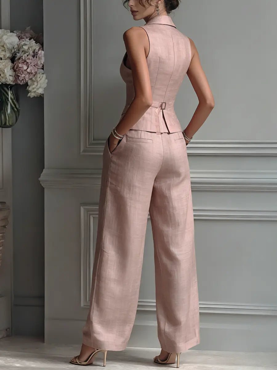 Women's Linen Waistcoat Trouser Set