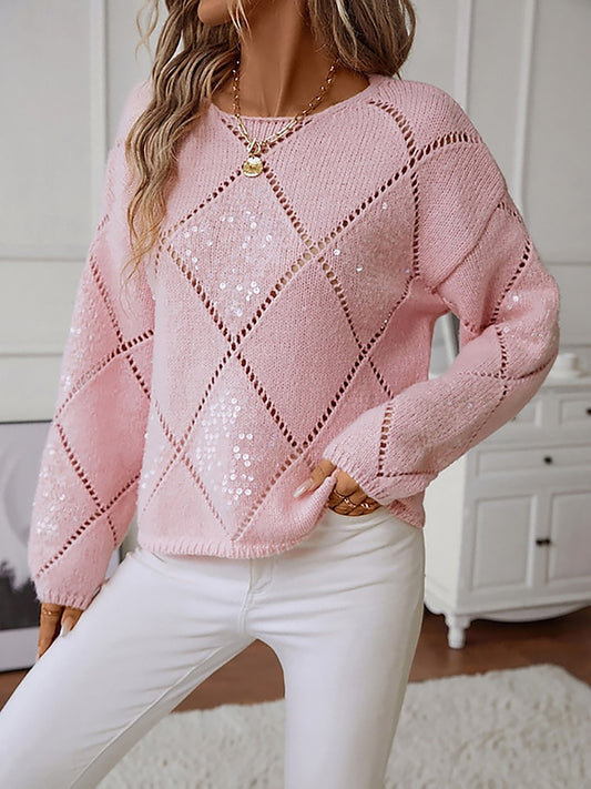 Women's Sequin Diamond Knit Sweater