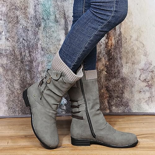 Women's Lace Zip Leather Boots