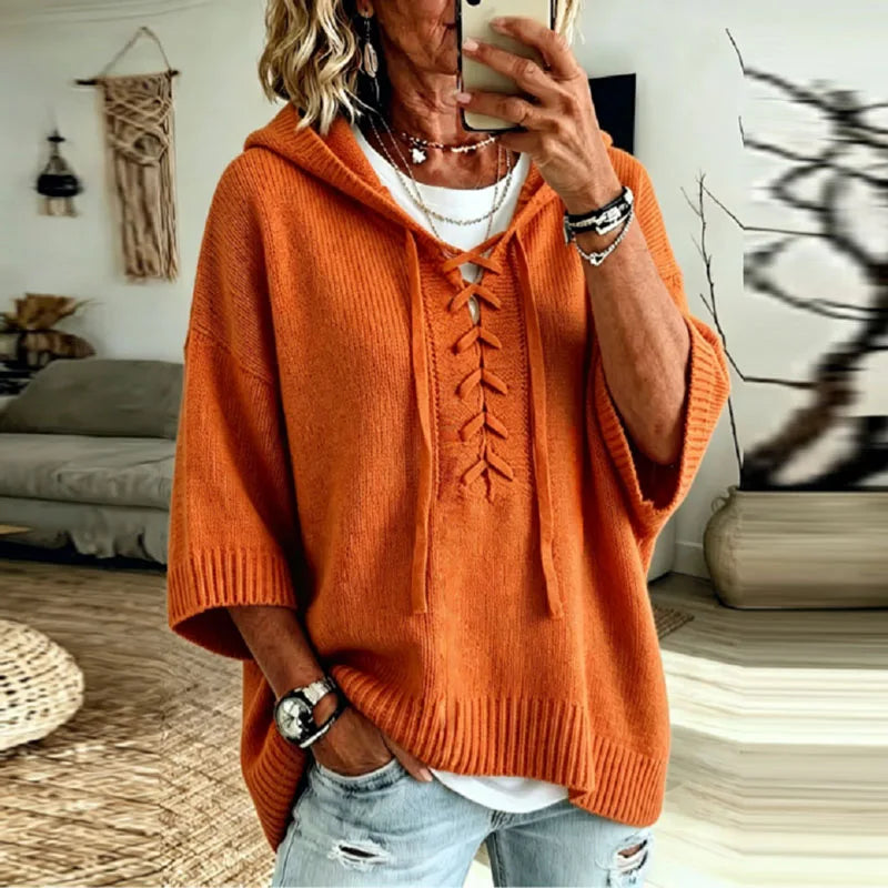 Women's Oversized Hooded Knit Sweater