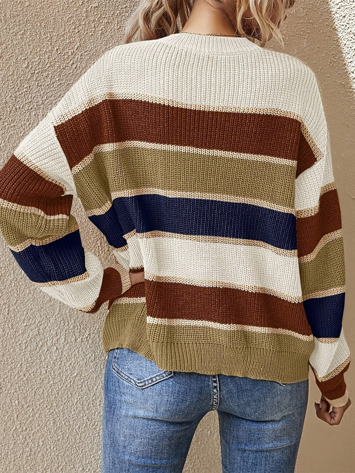 Women's Striped Colour Block Sweater