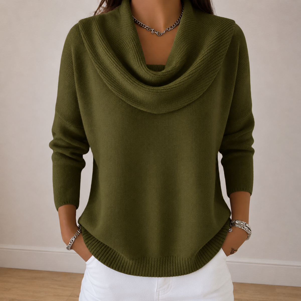 Women's Draped Cowl Neck Sweater