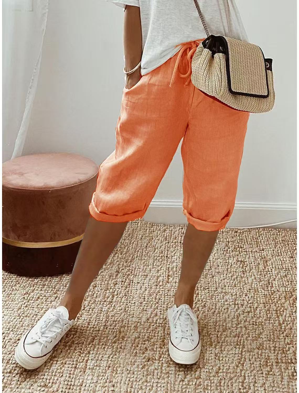 Women's Relaxed Linen Cropped Trousers