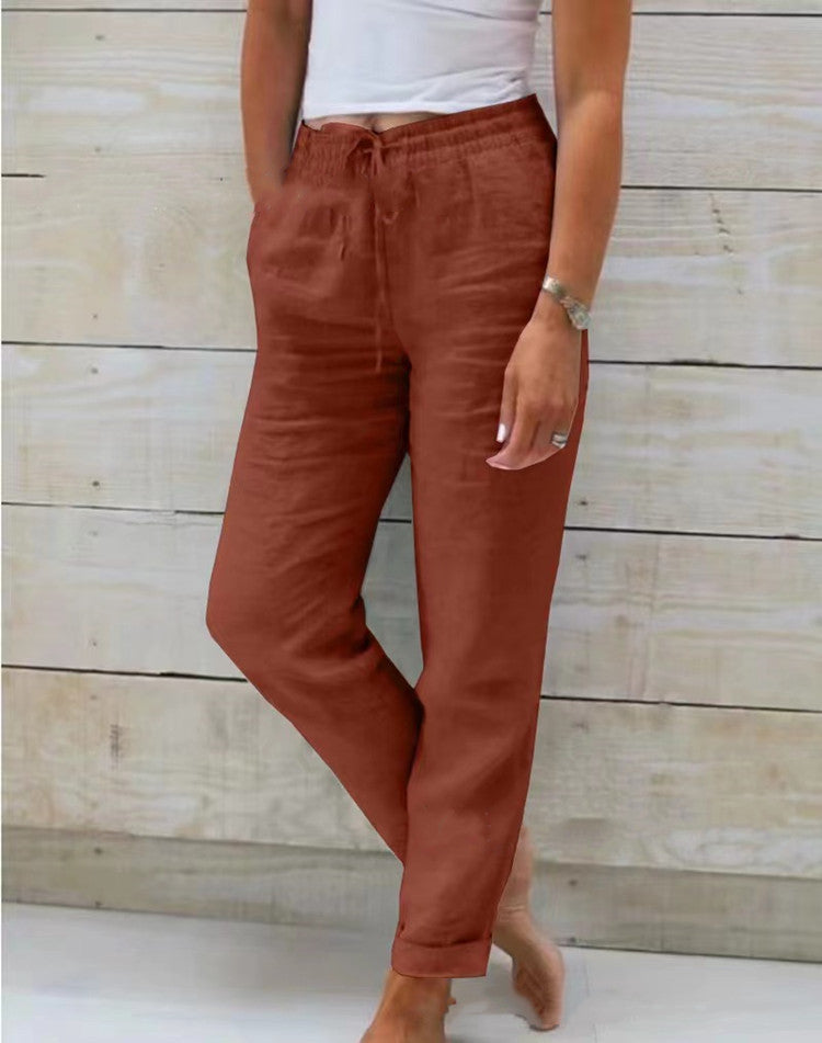 Women's Relaxed Linen Drawstring Trousers
