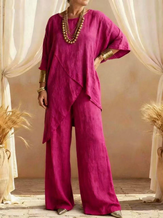 Women's Linen Asymmetric Trouser Set