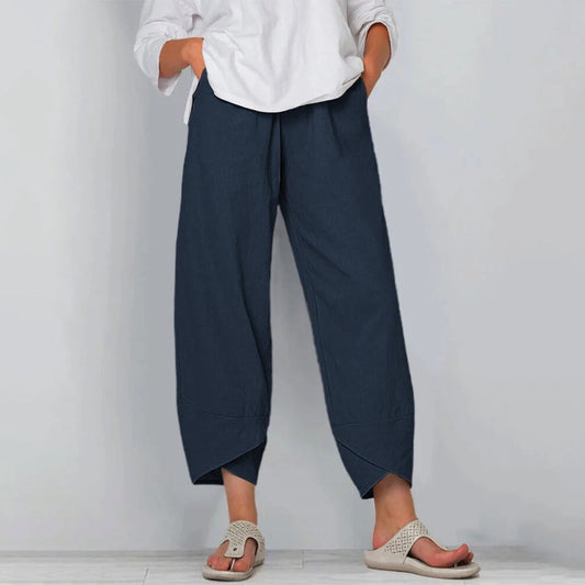 Women's Relaxed Linen Wide Trousers