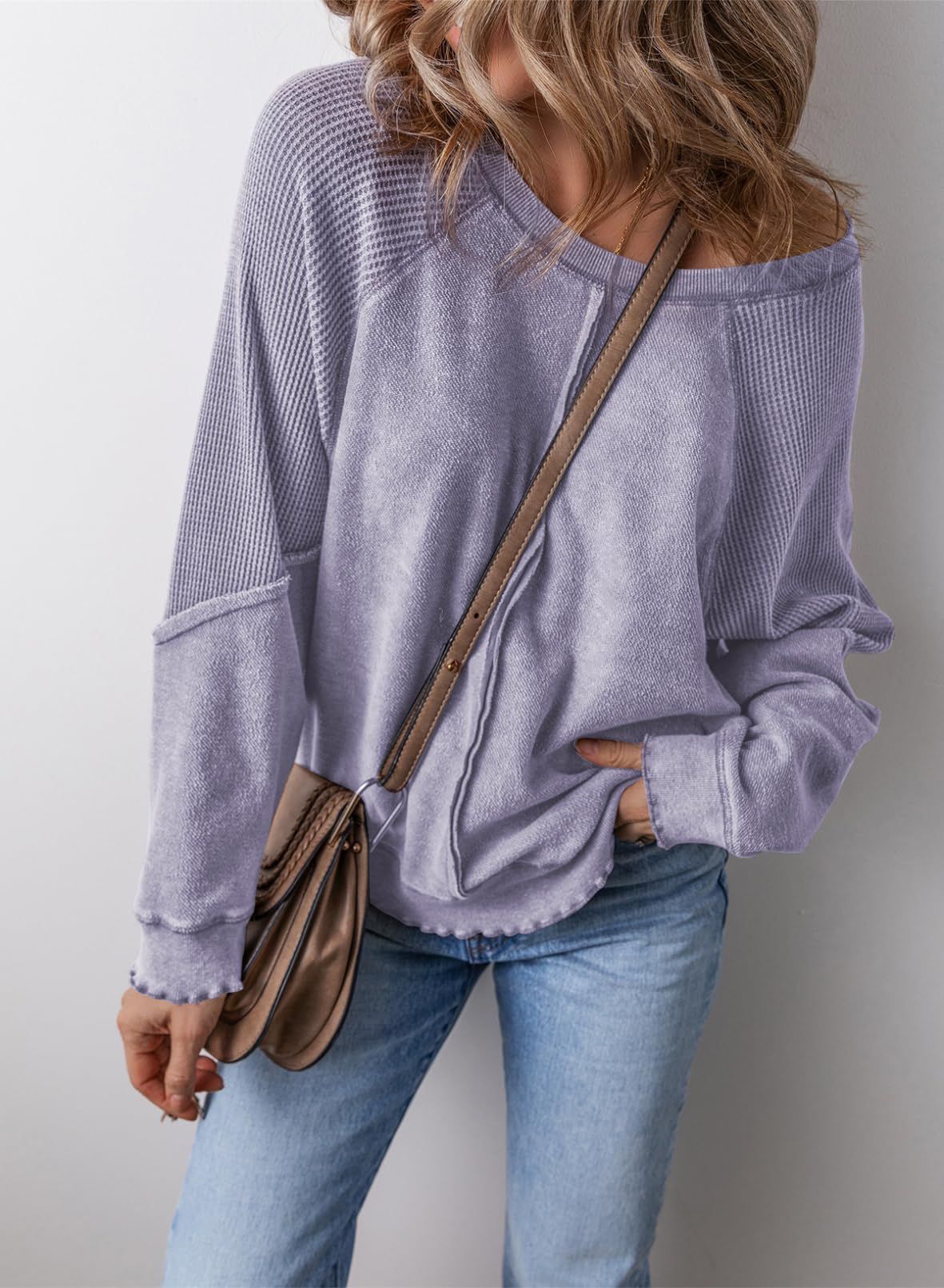 Women's Waffle Knit Pocket Sweatshirt