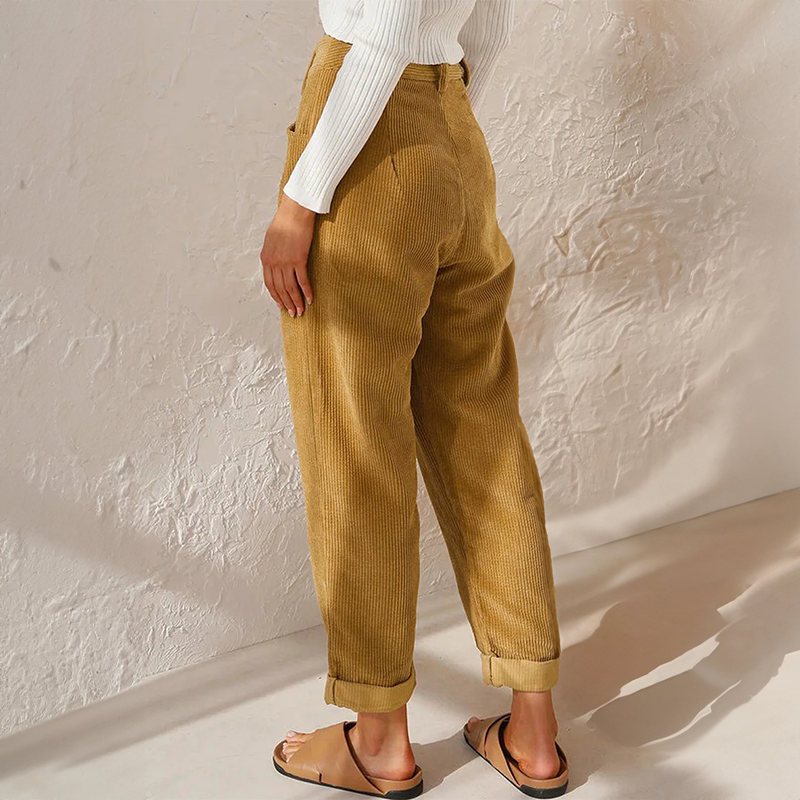 Women's High Waisted Corduroy Trousers