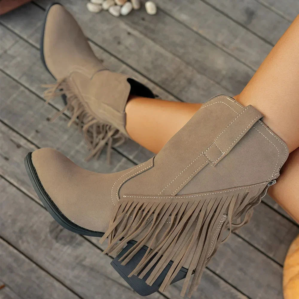 Women's Retro Suede Cowboy Boots