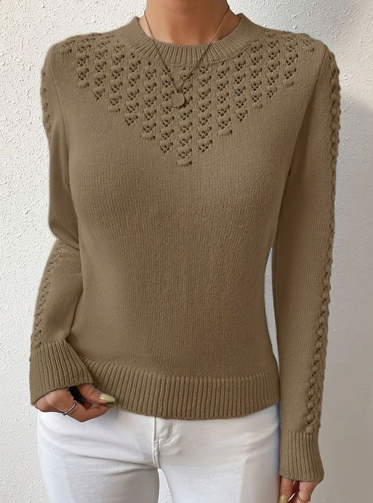 Women's Open Knit Crew Sweater
