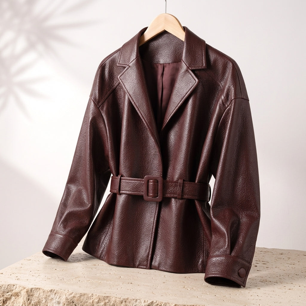 Women's Belted Wide Collar Jacket