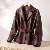 Women's Belted Wide Collar Jacket