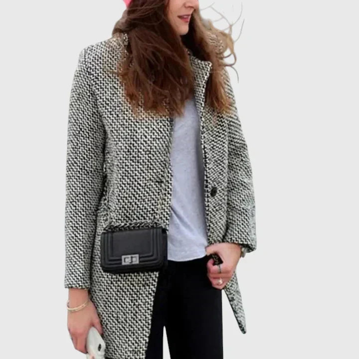 Women's Houndstooth Wool Coat