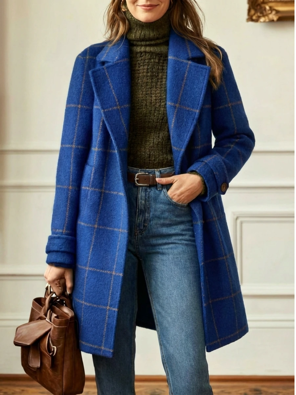 Women's Classic Check Wool Coat