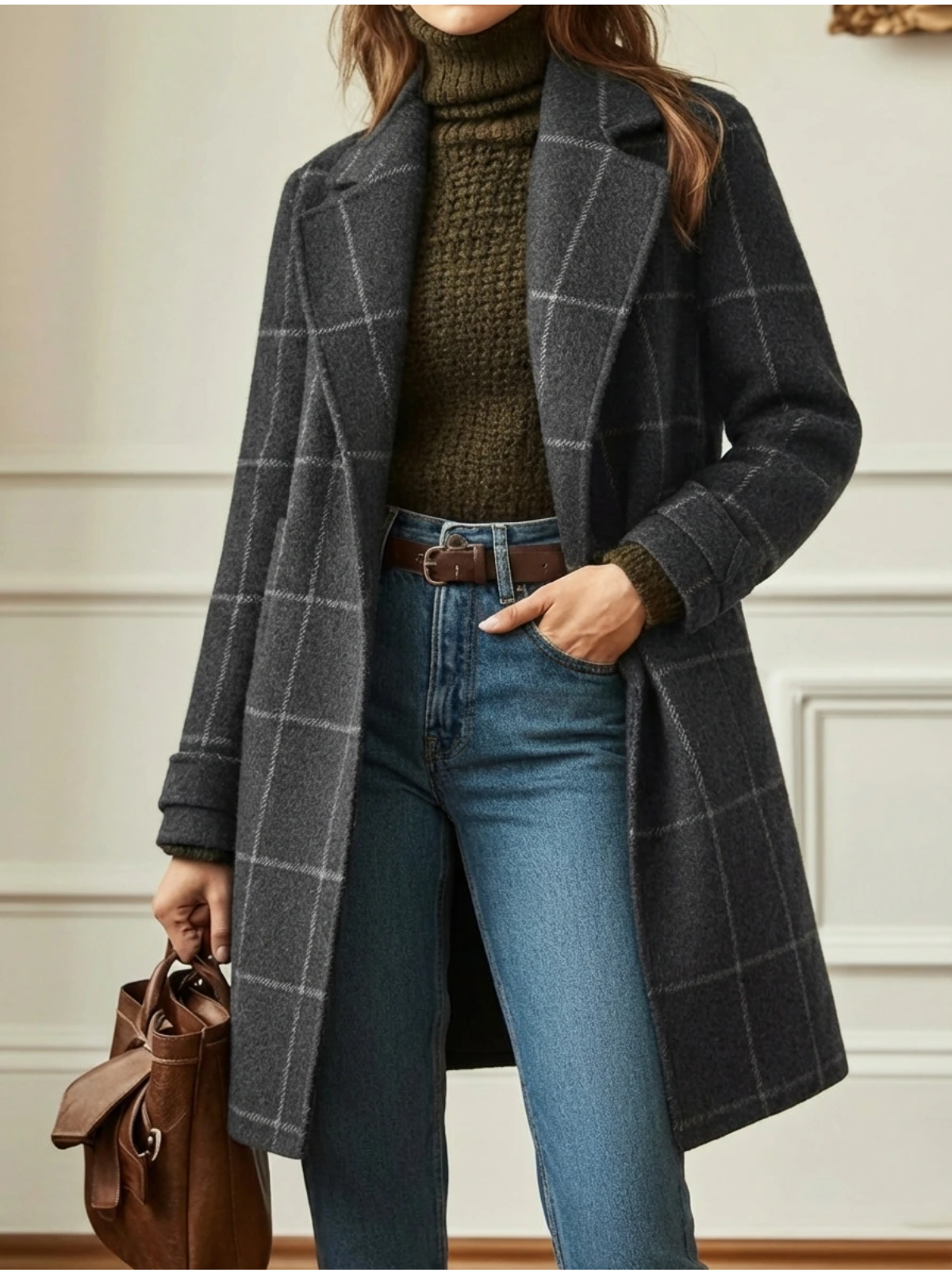Women's Classic Check Wool Coat