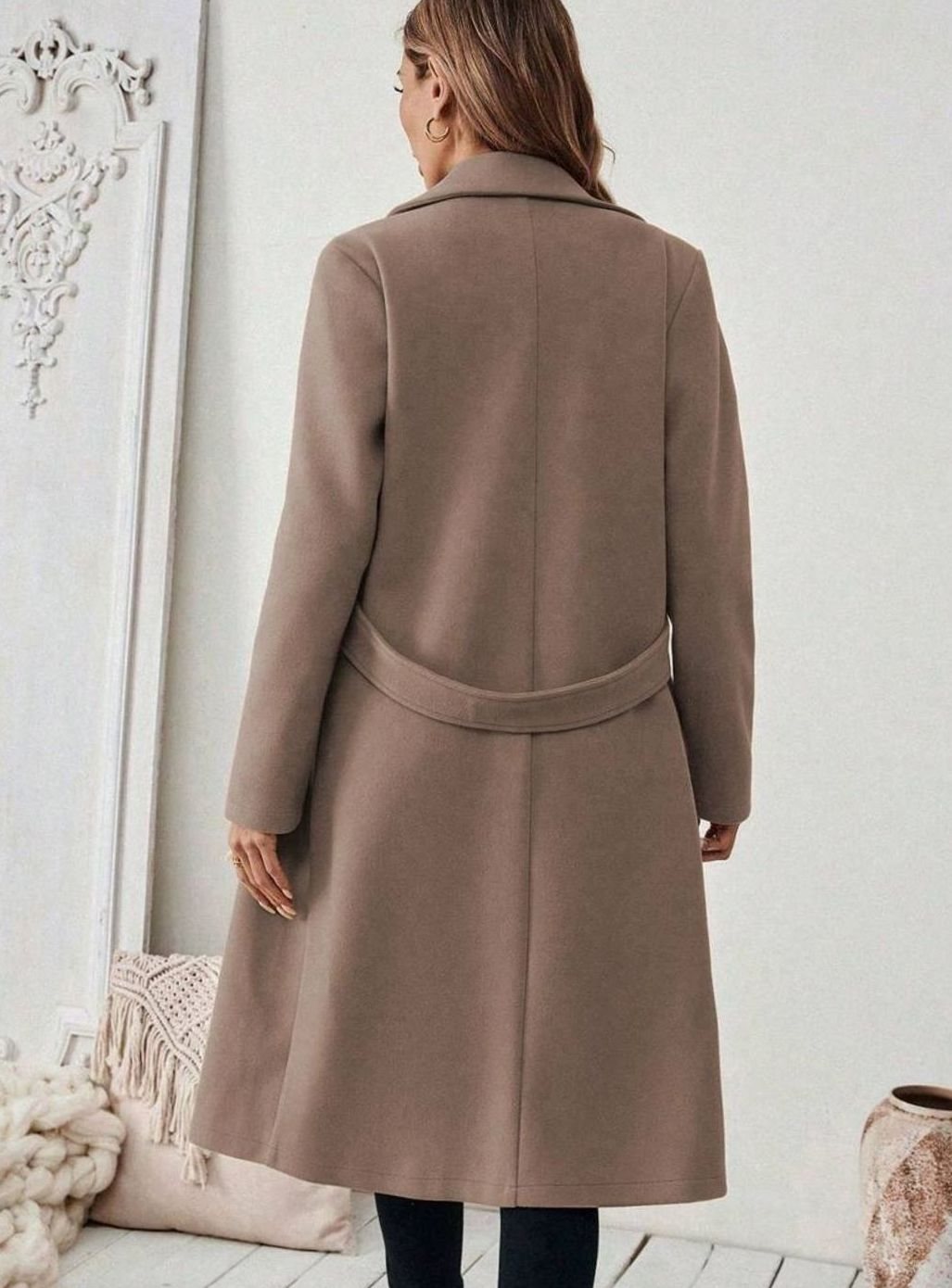 Women's Belted Long Wool Coat