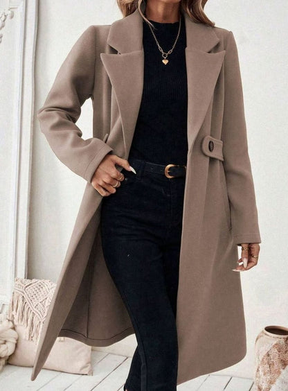 Women's Belted Long Wool Coat