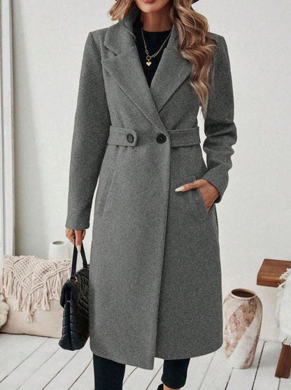 Women's Belted Long Wool Coat