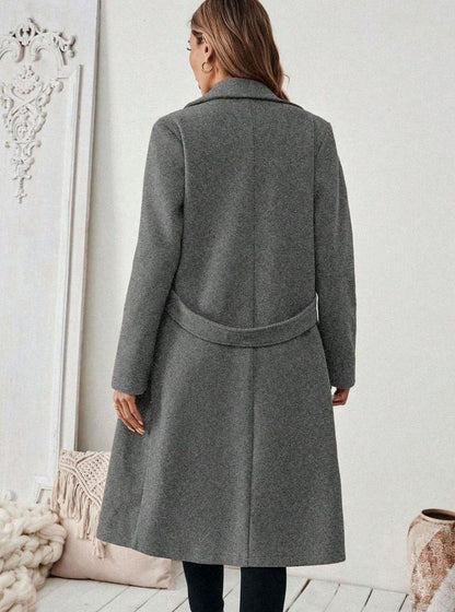 Women's Belted Long Wool Coat