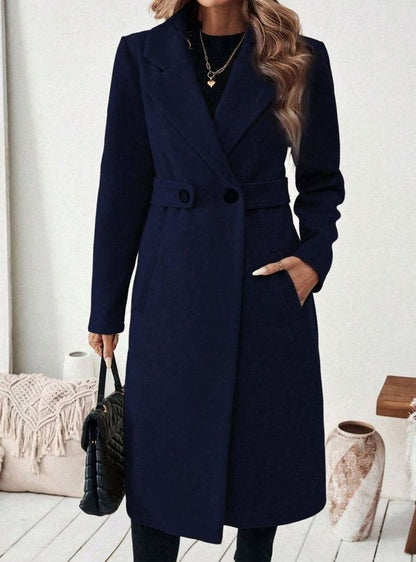 Women's Belted Long Wool Coat