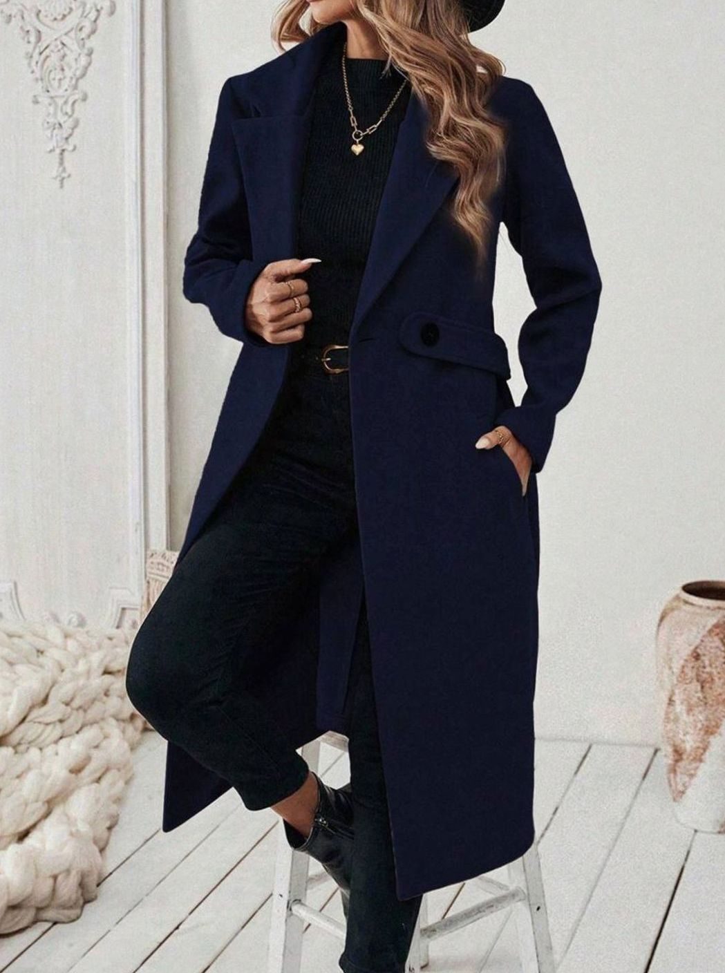 Women's Belted Long Wool Coat