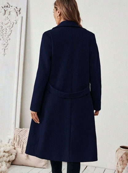 Women's Belted Long Wool Coat