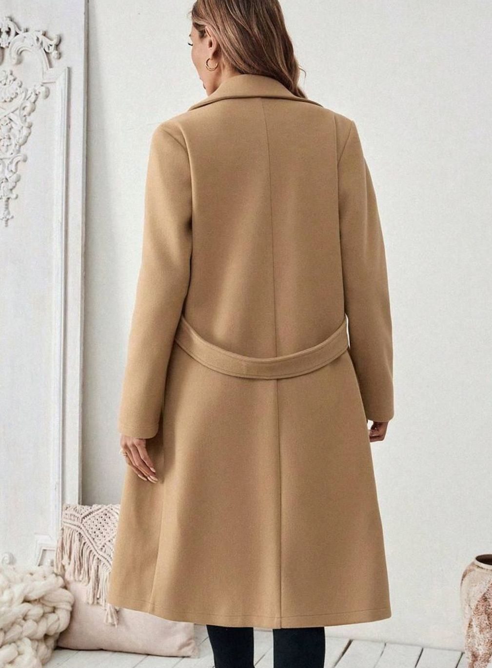 Women's Belted Long Wool Coat