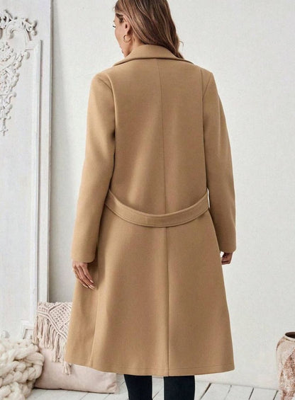 Women's Belted Long Wool Coat