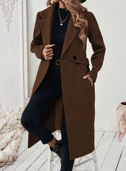 Women's Belted Long Wool Coat