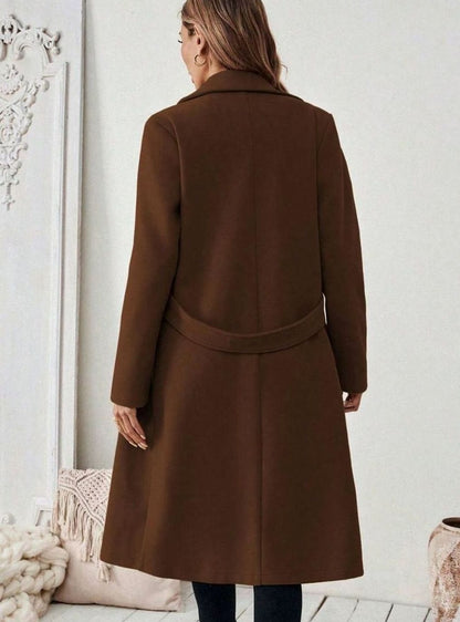 Women's Belted Long Wool Coat