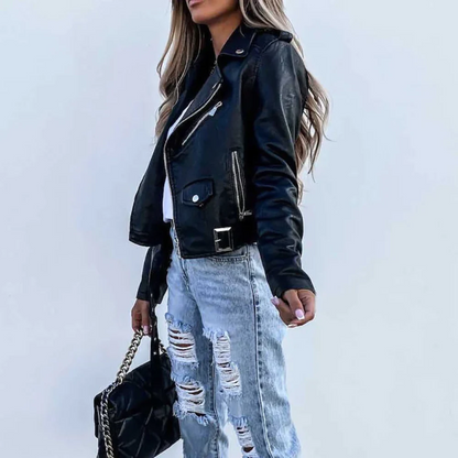 Women's Asymmetric Leather Biker Jacket