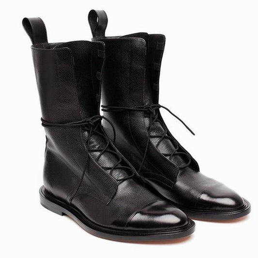 Women's Cap Toe Leather Boots