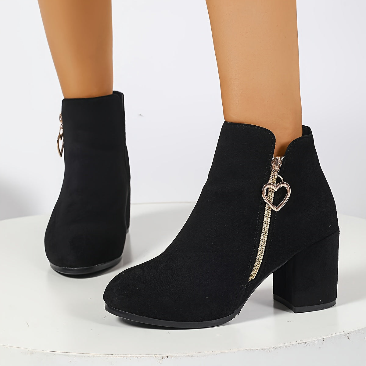 Women's Suede Block Heel Boots