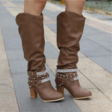 Women's Studded Leather Knee Boots