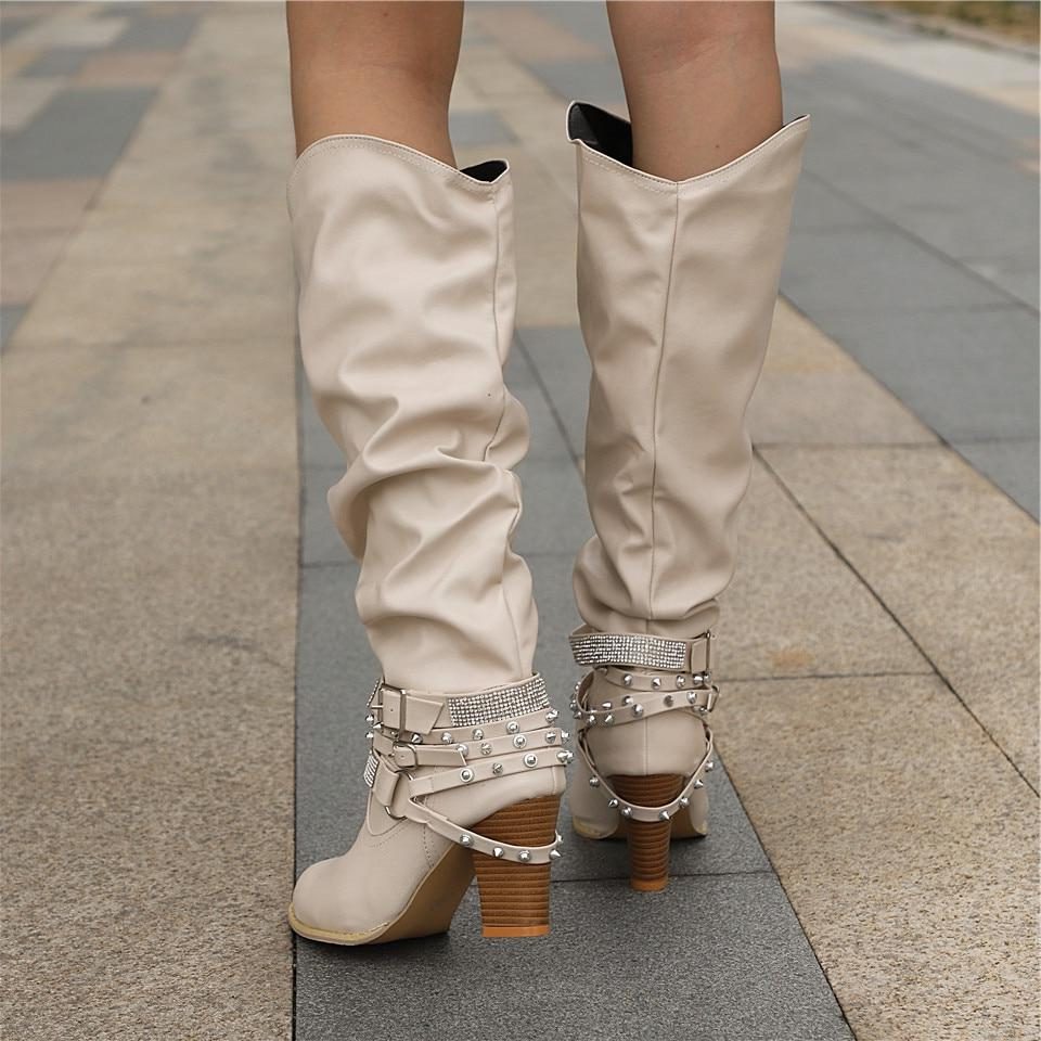 Women's Studded Leather Knee Boots