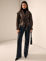 Women's Hooded Faux Leather Jacket