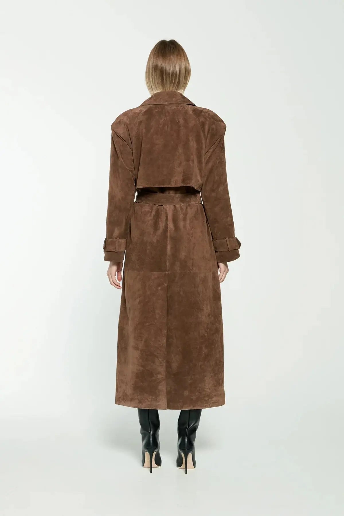 Women's Brown Suede Trench Coat