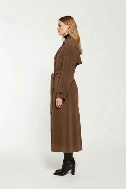 Women's Brown Suede Trench Coat