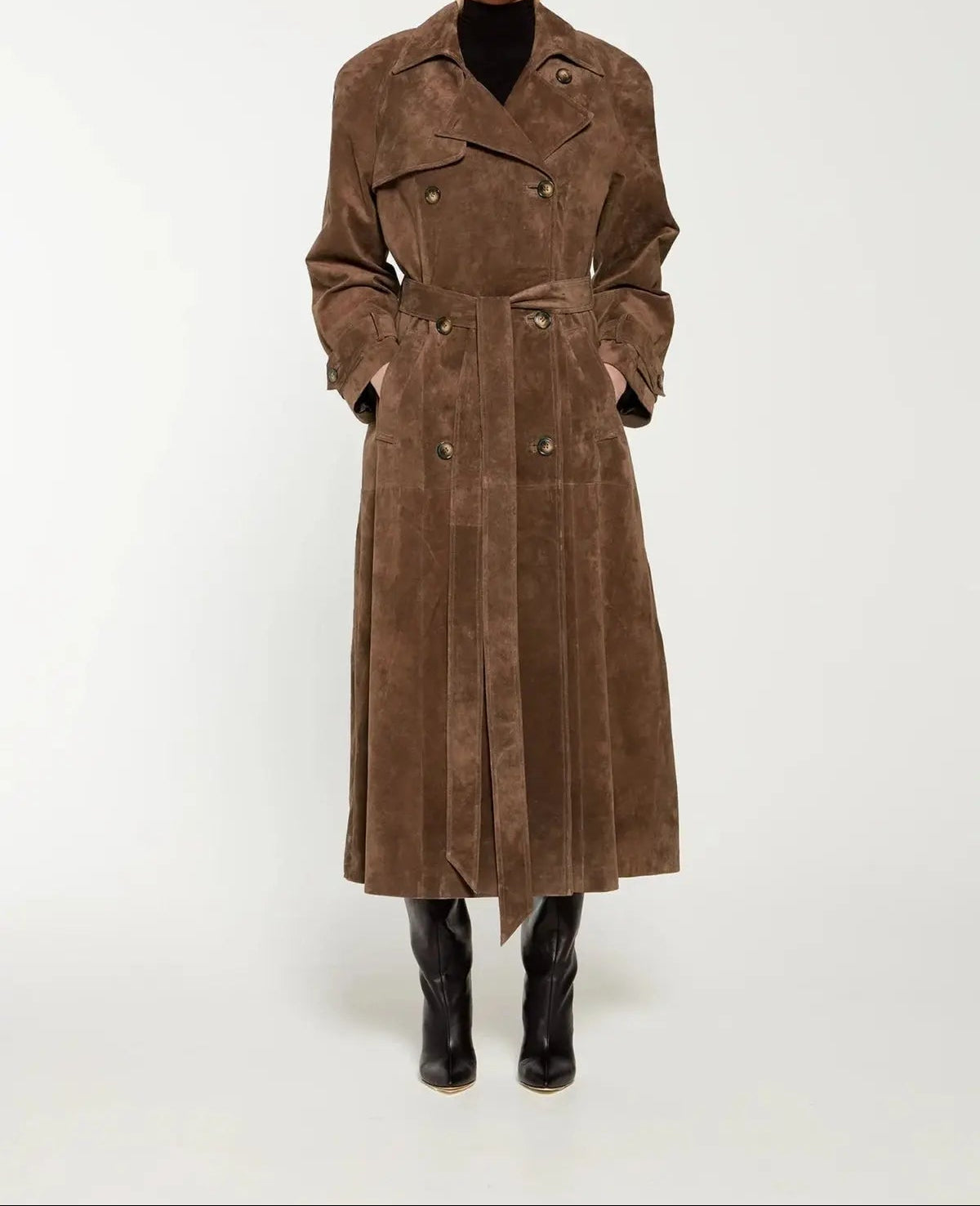 Women's Brown Suede Trench Coat