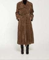 Women's Brown Suede Trench Coat
