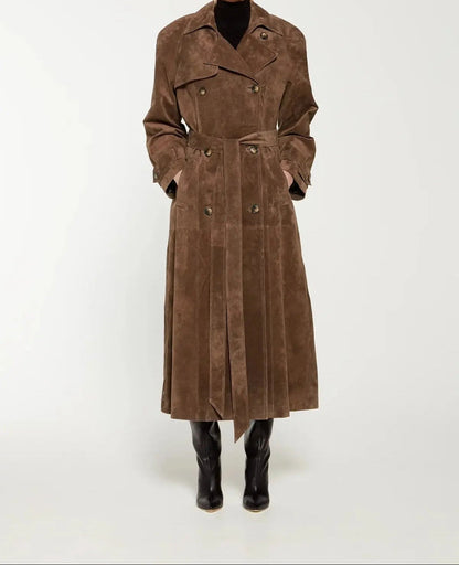 Women's Brown Suede Trench Coat