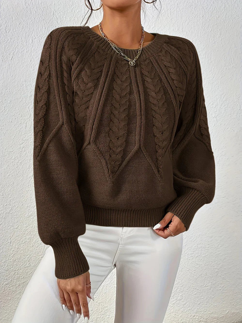 Women's Cable Knit Puff Sweater
